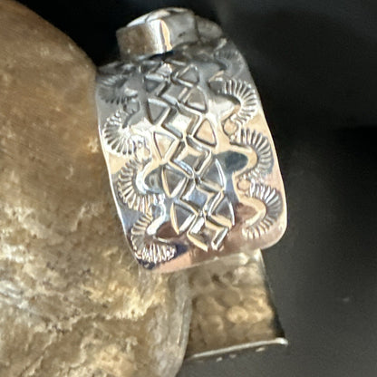 Mens WoMens White Buffalo Turquoise Navajo Sterling Silver Cuff Bracelet 17944