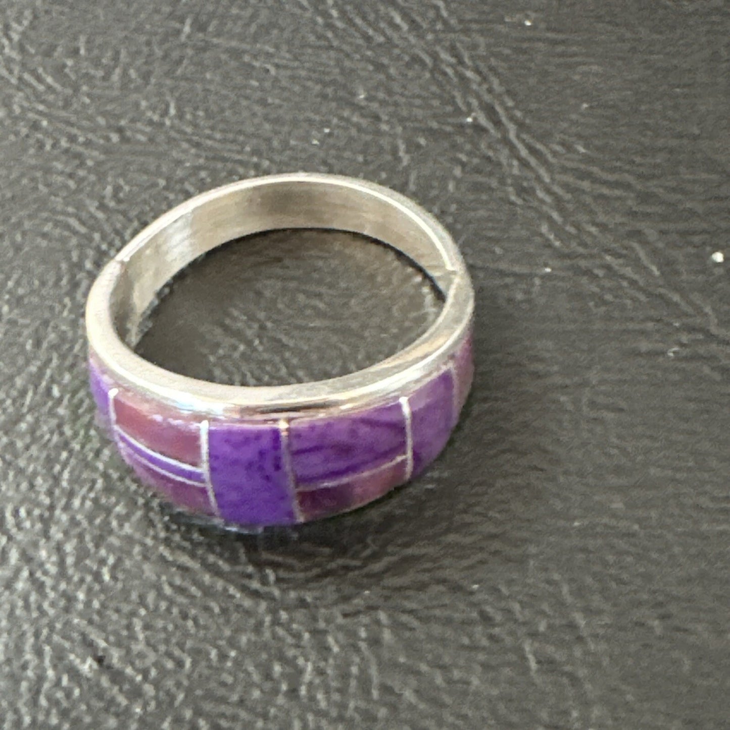 Native Womens  Purple Stone Navajo Sterling Silver Ring Set Sz 10 17778