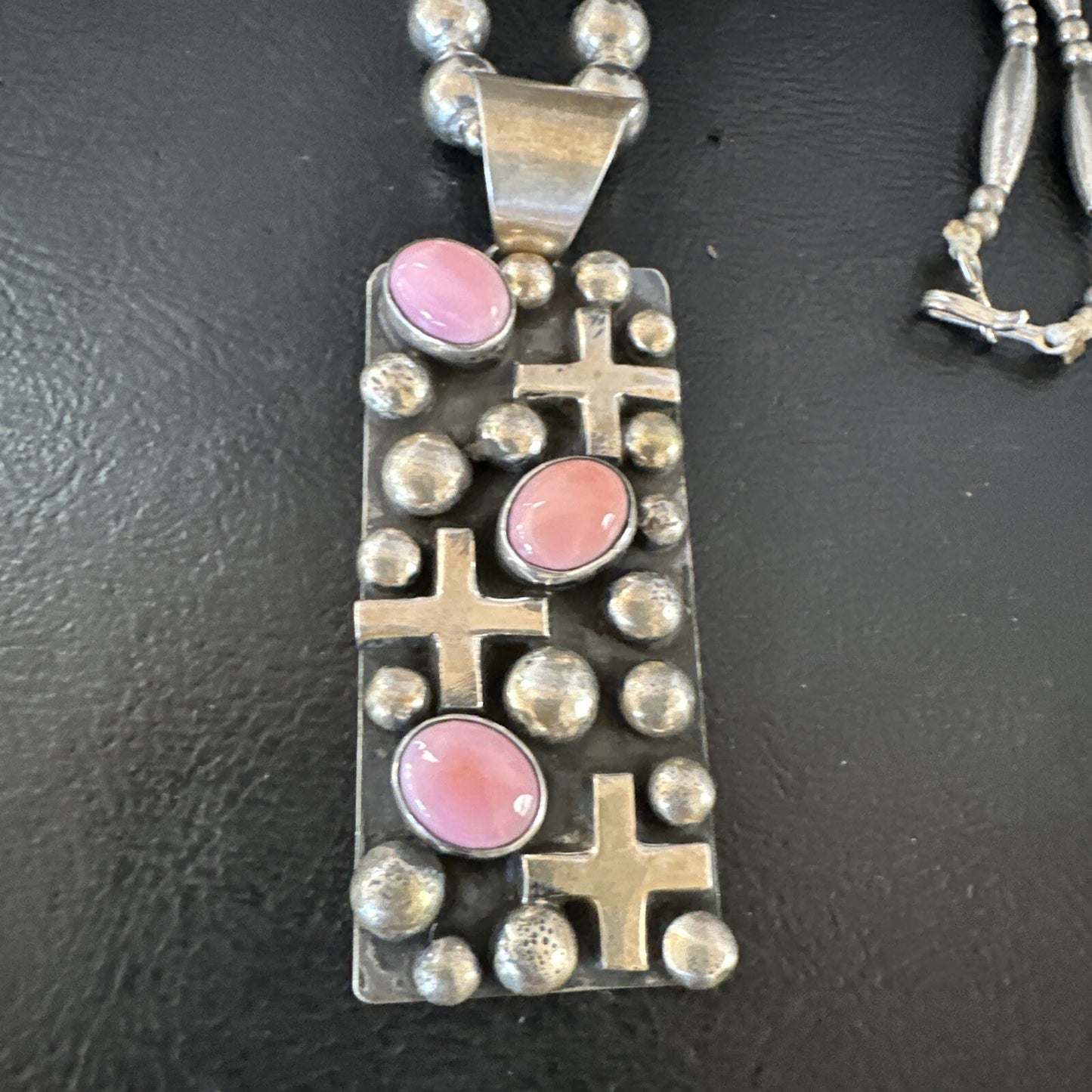 Navajo Pearls Pink Conch Necklace Pendant 19” Native American 15908