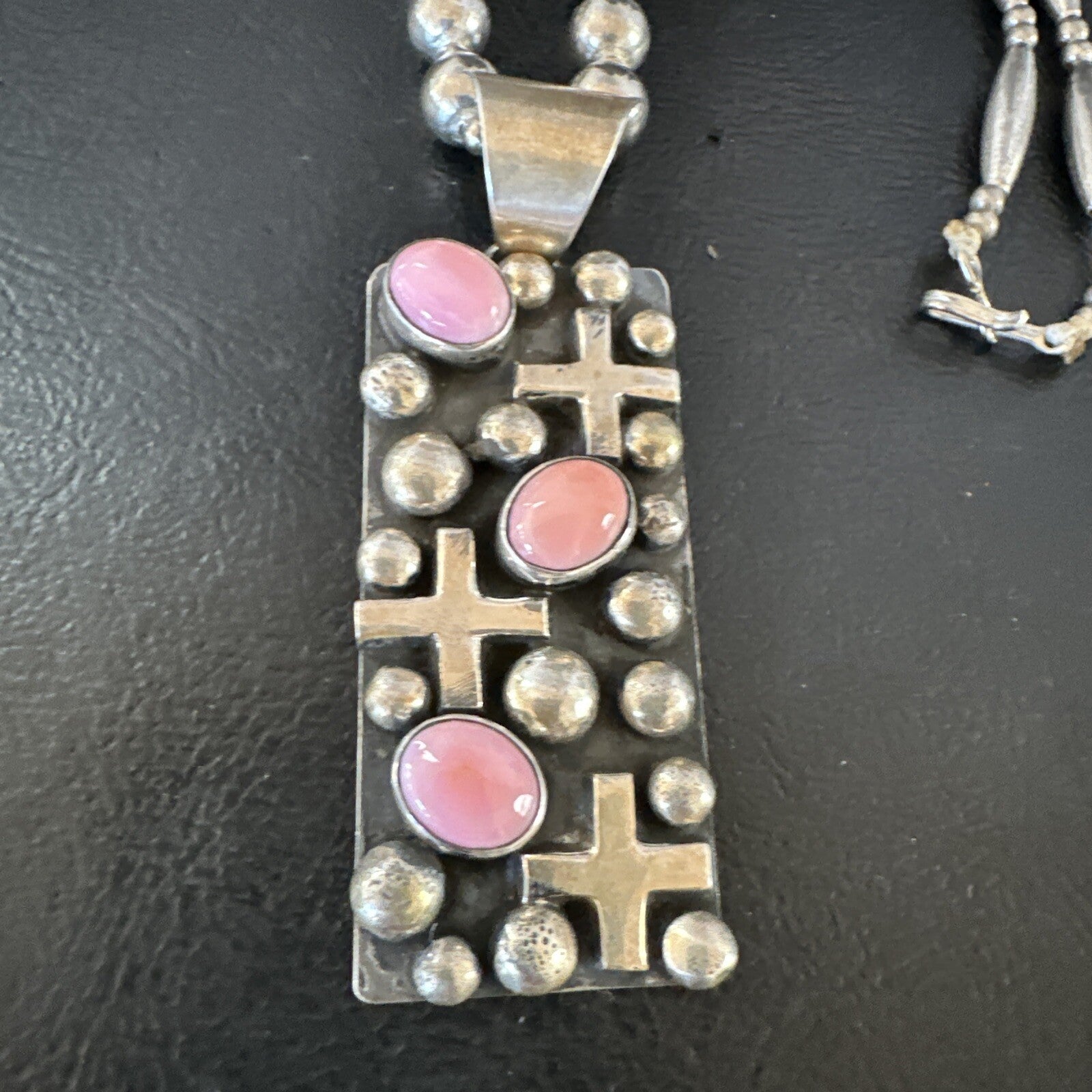Navajo Pearls Pink Conch Necklace Pendant 19” Native American 15908