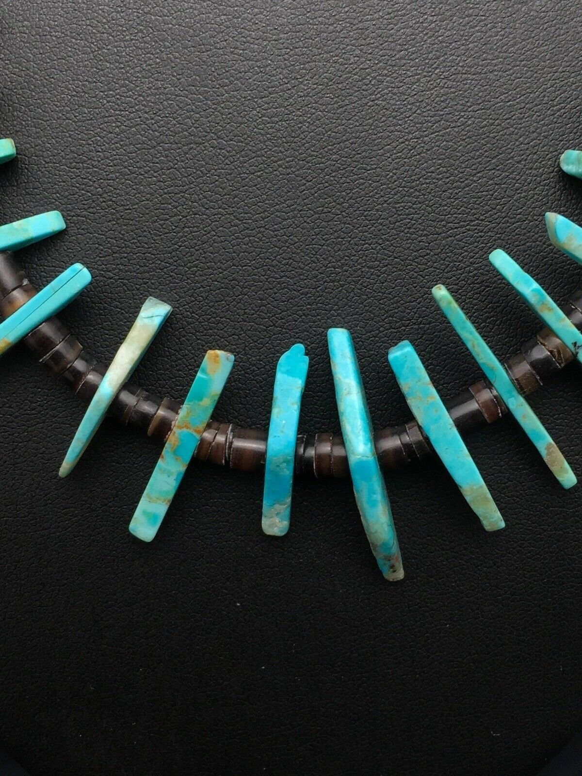 Navajo Green Turquoise Bone Bead Necklace Sterling Silver 20" 4044