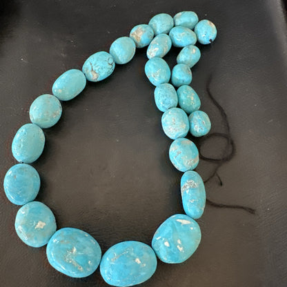 Authentic Blue Sleeping Beauty Graduated Turquoise Nugget Strand 18” 18499