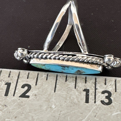 Blue Kingman Turquoise Navajo Sterling Silver Ring Size 7.5 18631