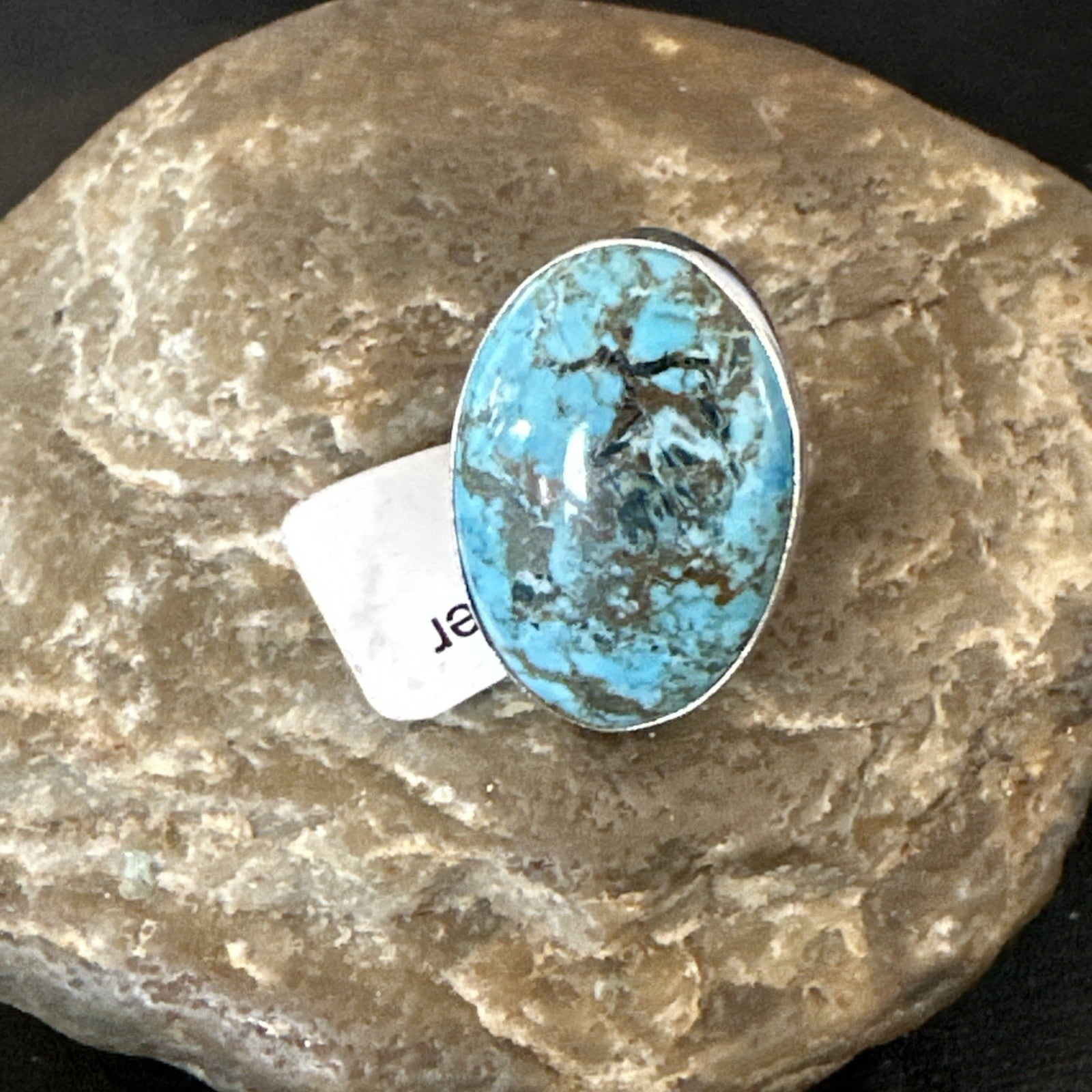 Blue Turquoise#8 Southwestern Sterling Silver Ring Size 7 19737