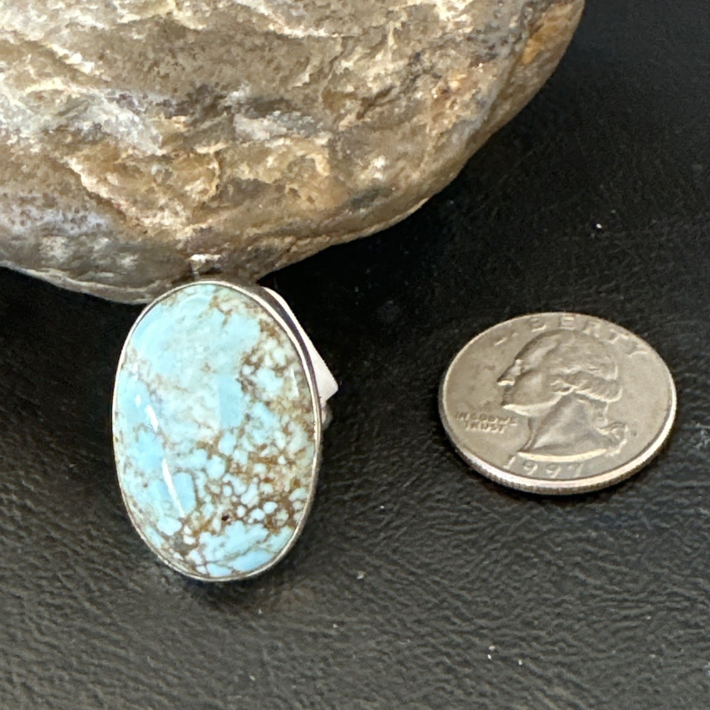 Blue Turquoise#8 Southwestern Sterling Silver Ring Size 5 19729