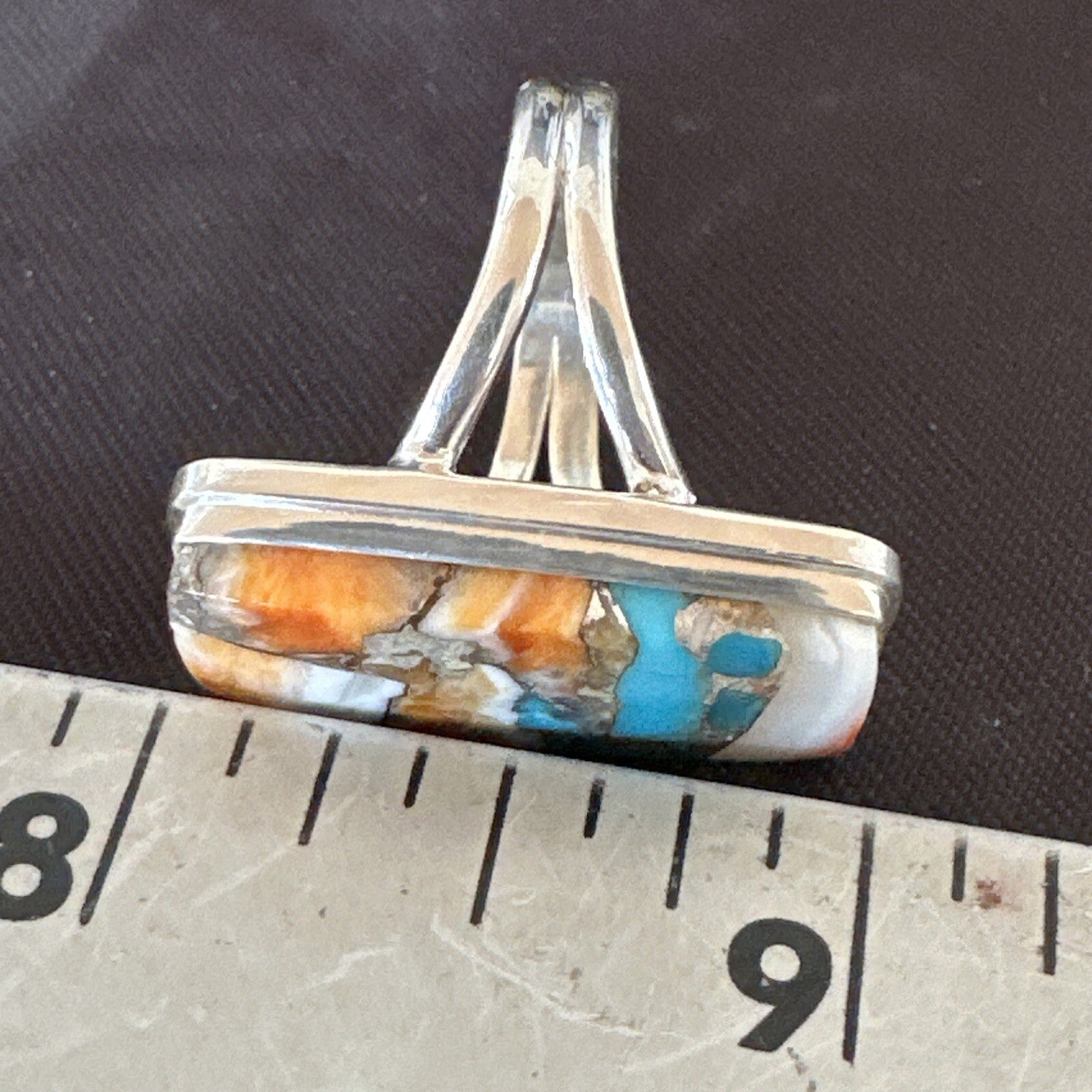 Blue Turquoise Spiny Oyster Navajo Sterling Silver Ring Size 7 18225