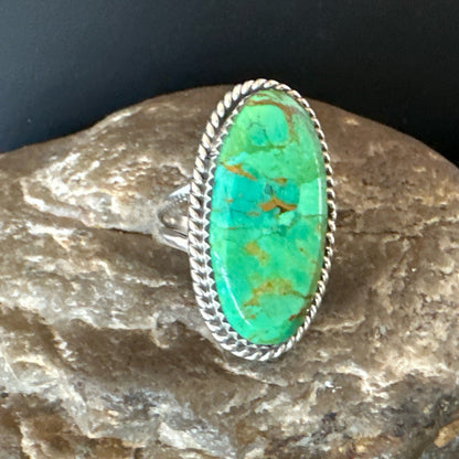 Navajo Sterling Silver Green Mohave Turquoise Ring Sz 8 19111