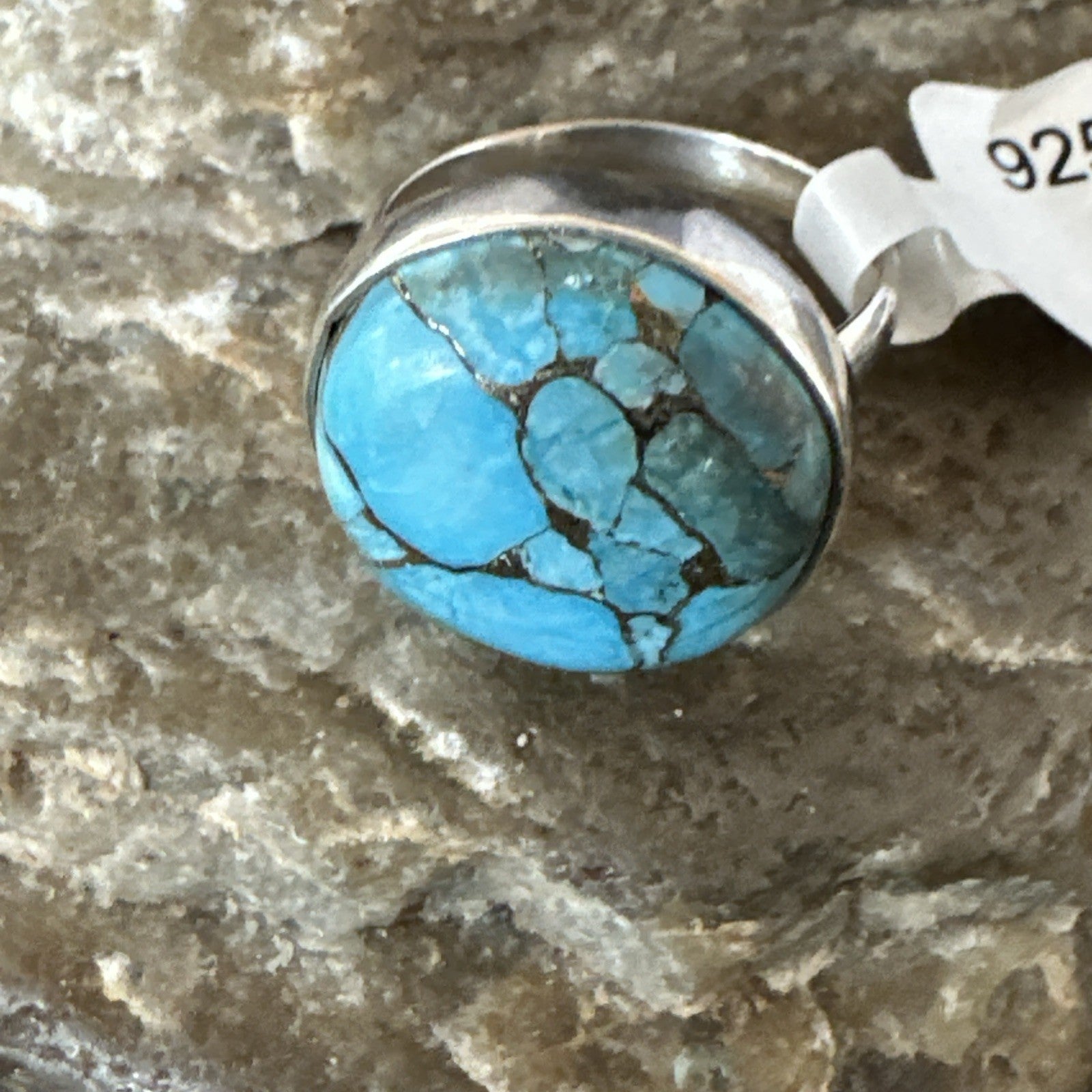 Blue Turquoise#8 Southwestern Sterling Silver Ring Size 7 19740