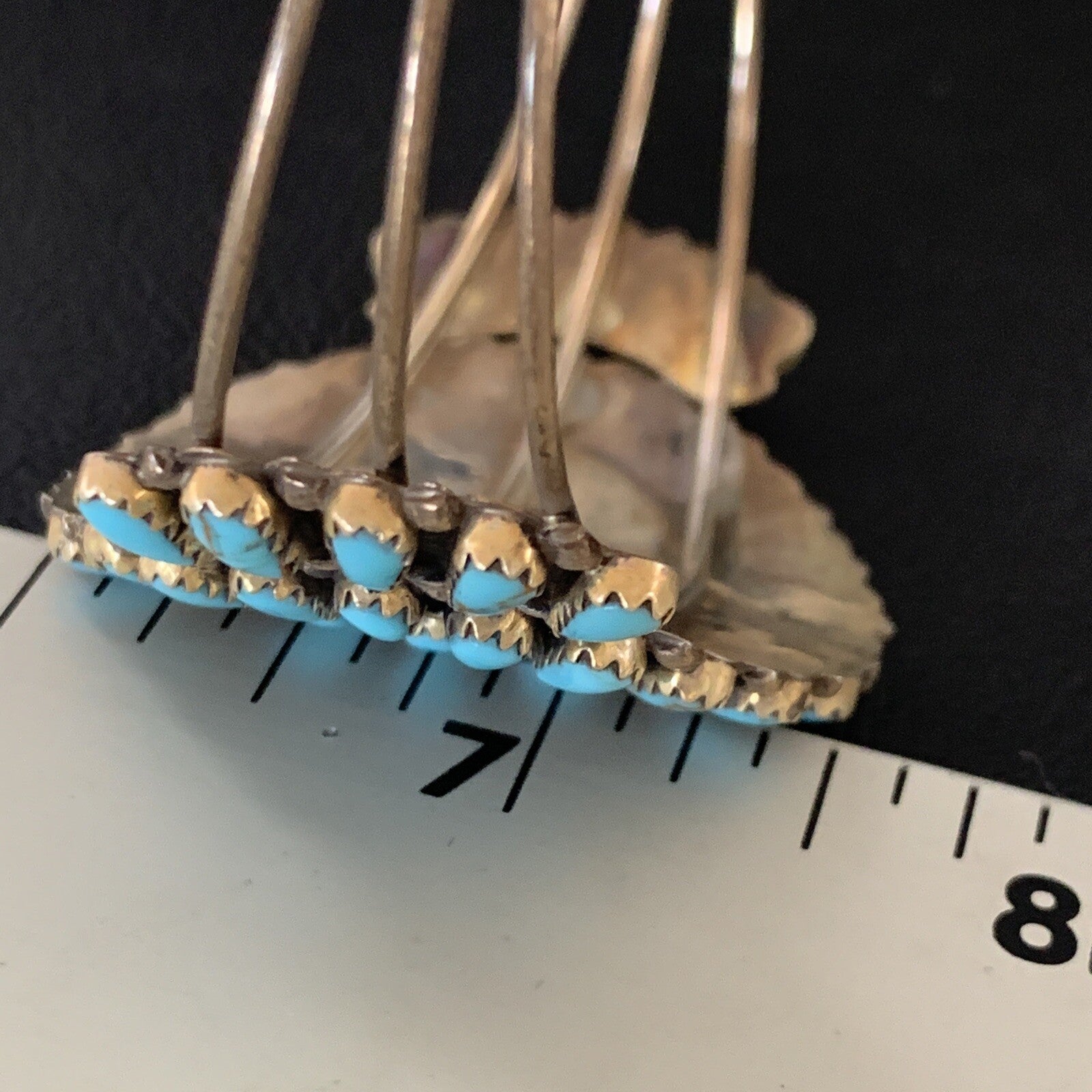 Old Pawn Zuni Sterling Silver Handmade Blue Turquoise Cuff Bracelet 12695