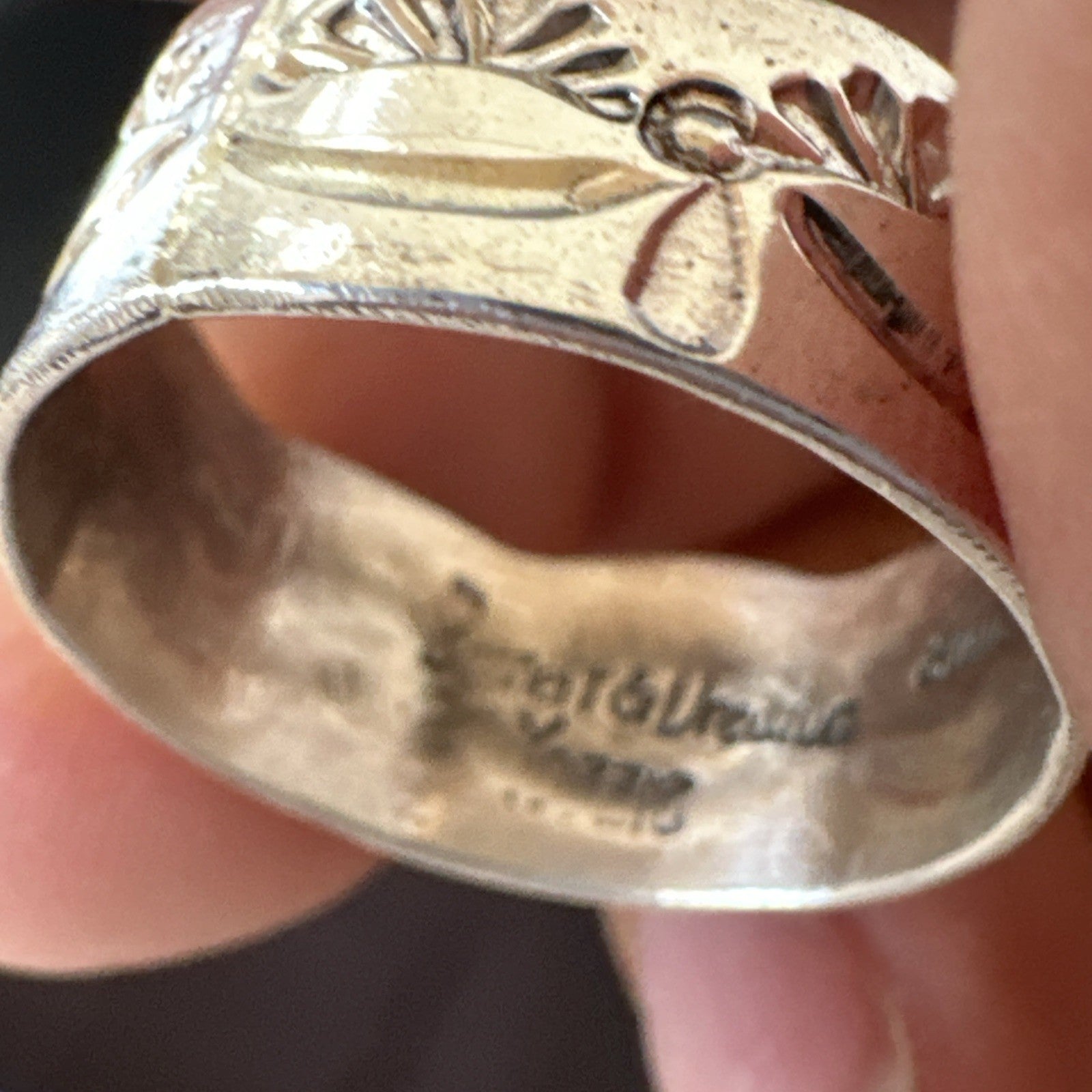 Mens Women Wedding Band Navajo Stamped Sterling Silver Ring Size 9.5 19064