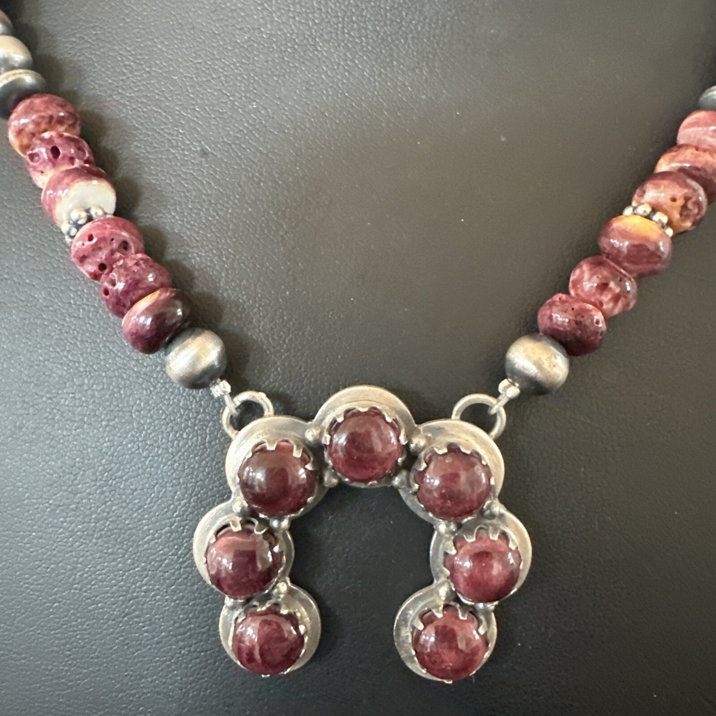Purple Spiny Oyster Naja Pendant Turquoise Navajo Sterling Silver Necklace 18850