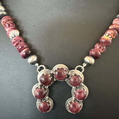 Purple Spiny Oyster Naja Pendant Turquoise Navajo Sterling Silver Necklace 18850