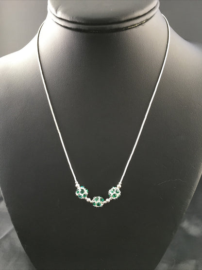 Girls Heishi Beads Pendant Navajo Sterling Silver Necklace 17" 10119