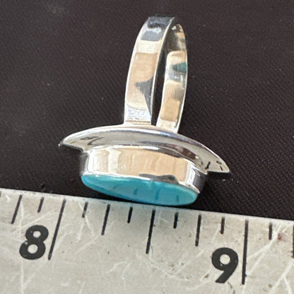 Southwestern Sterling Silver Blue Kingman Turquoise Ring Size 9 18528