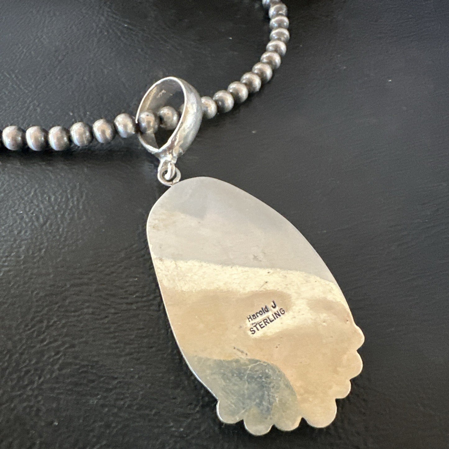 Wild Horse Turquoise Pendant Navajo Sterling Silver Necklace 17046