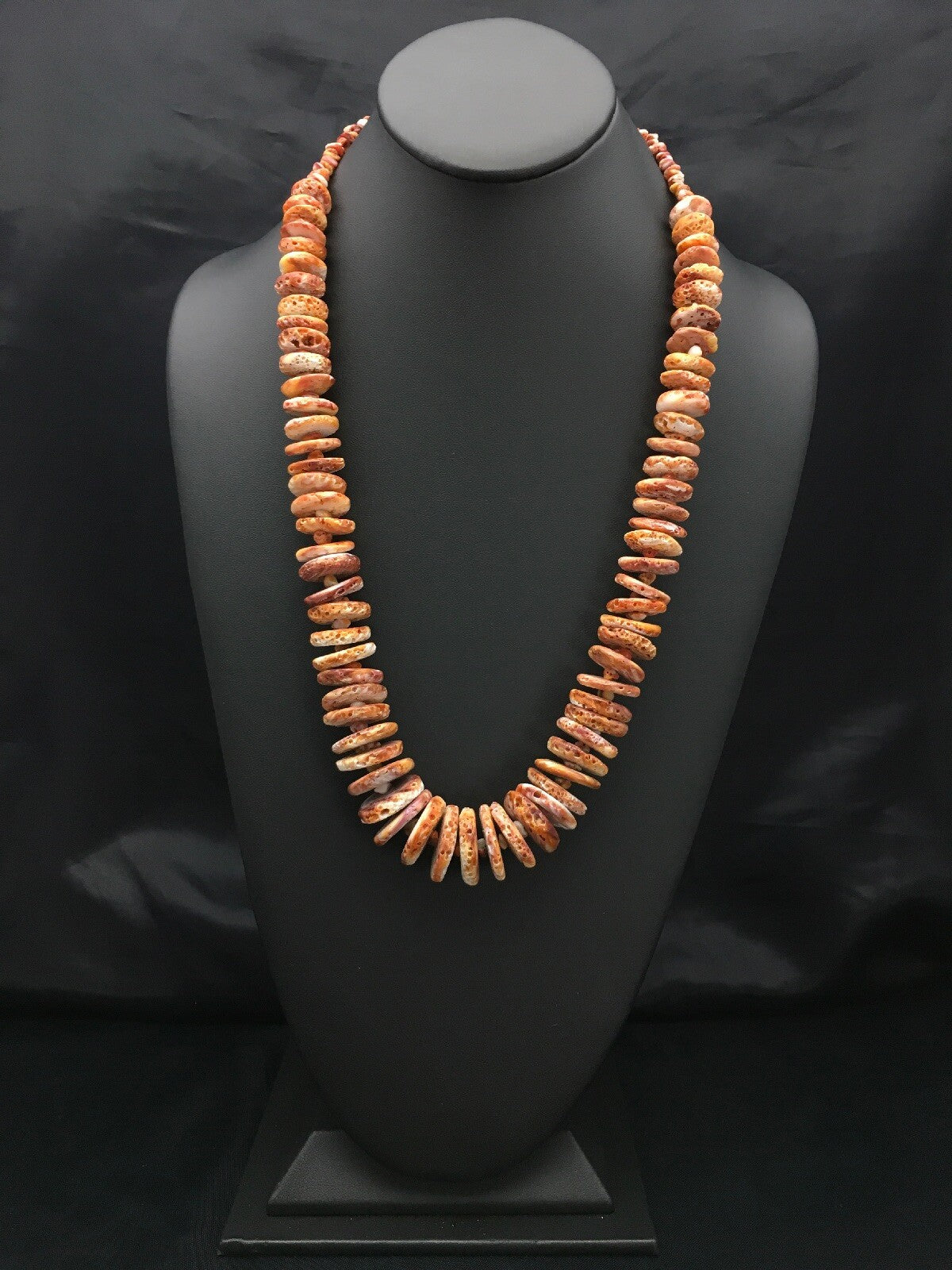 Orange Spiny Oyster Navajo Indian Sterling Silver Necklace 02909