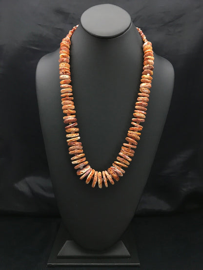 Orange Spiny Oyster Navajo Indian Sterling Silver Necklace 02909