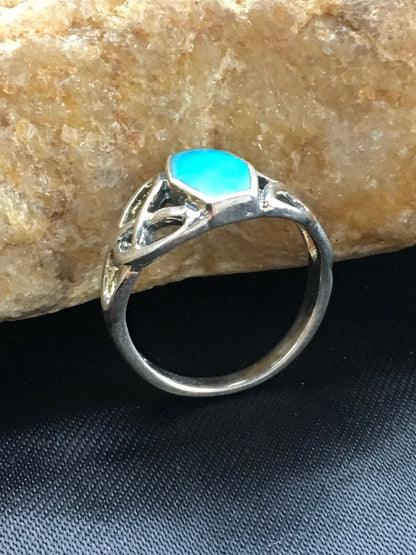 Blue Turquoise Navajo Sterling Silver Native American Ring Size 6.75 02951
