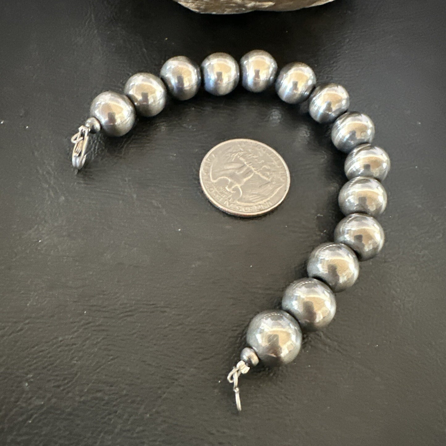 12mm Round Beads 7” Sterling Silver Beads Bracelet 91207