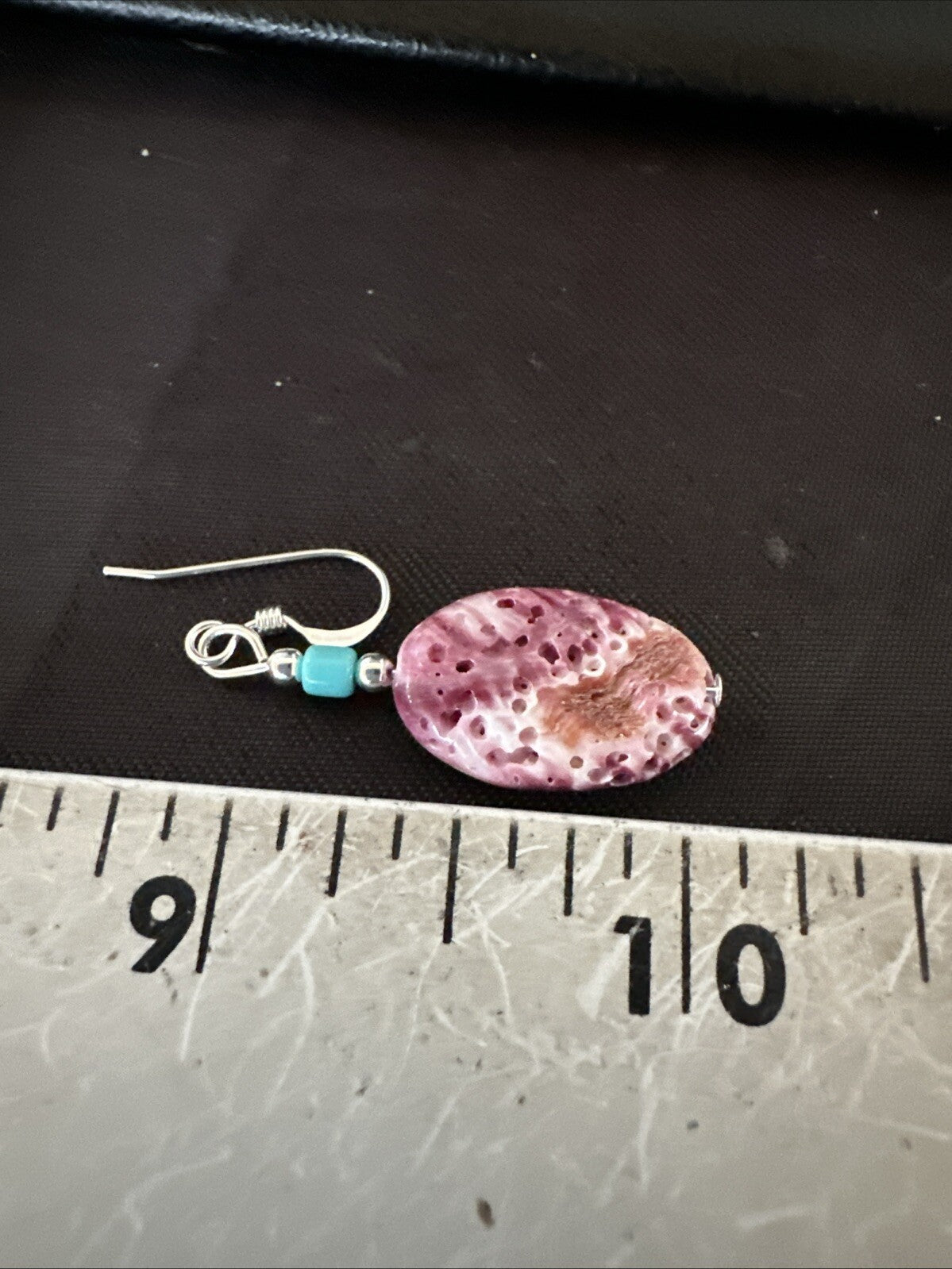 Navajo Sterling Purple Spiny Oyster Turquoise Bead Earrings 18691