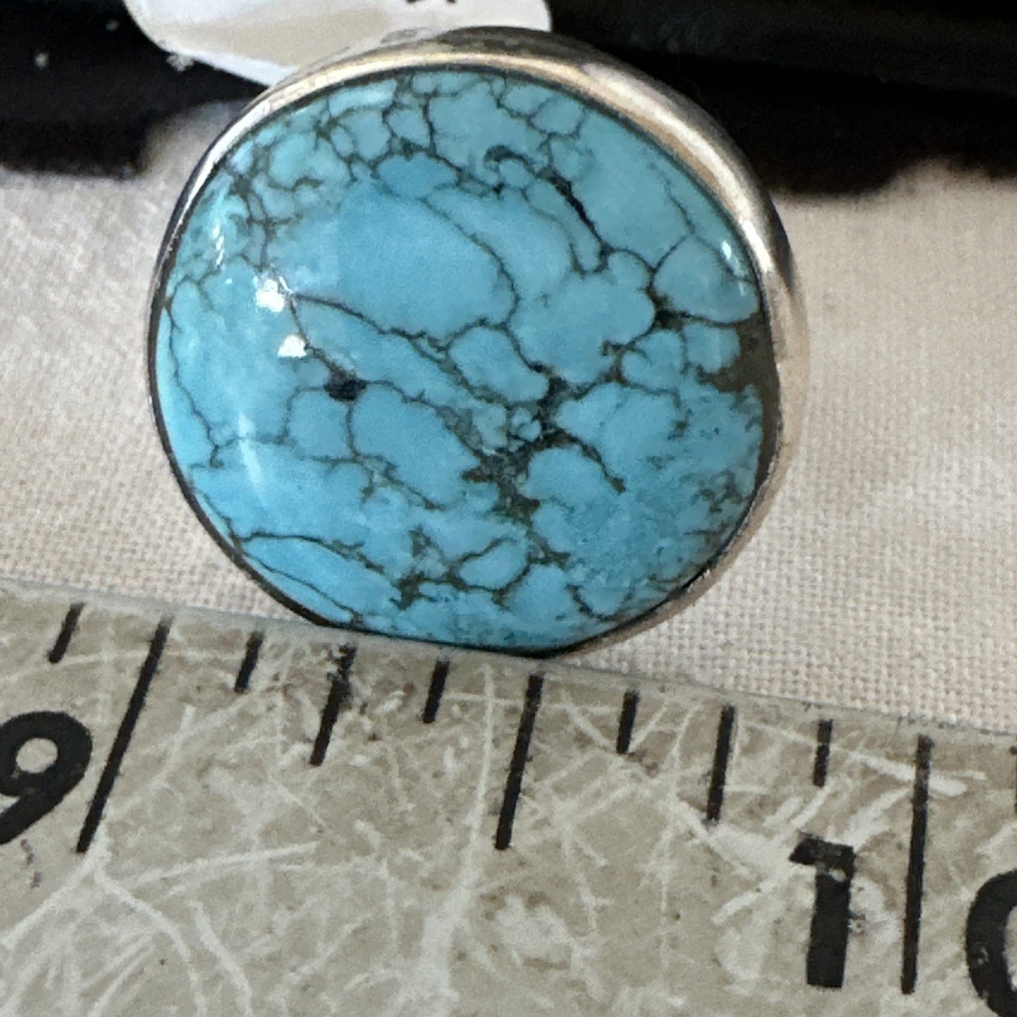 Blue Turquoise#8 Southwestern Sterling Silver Ring Size 8 19742