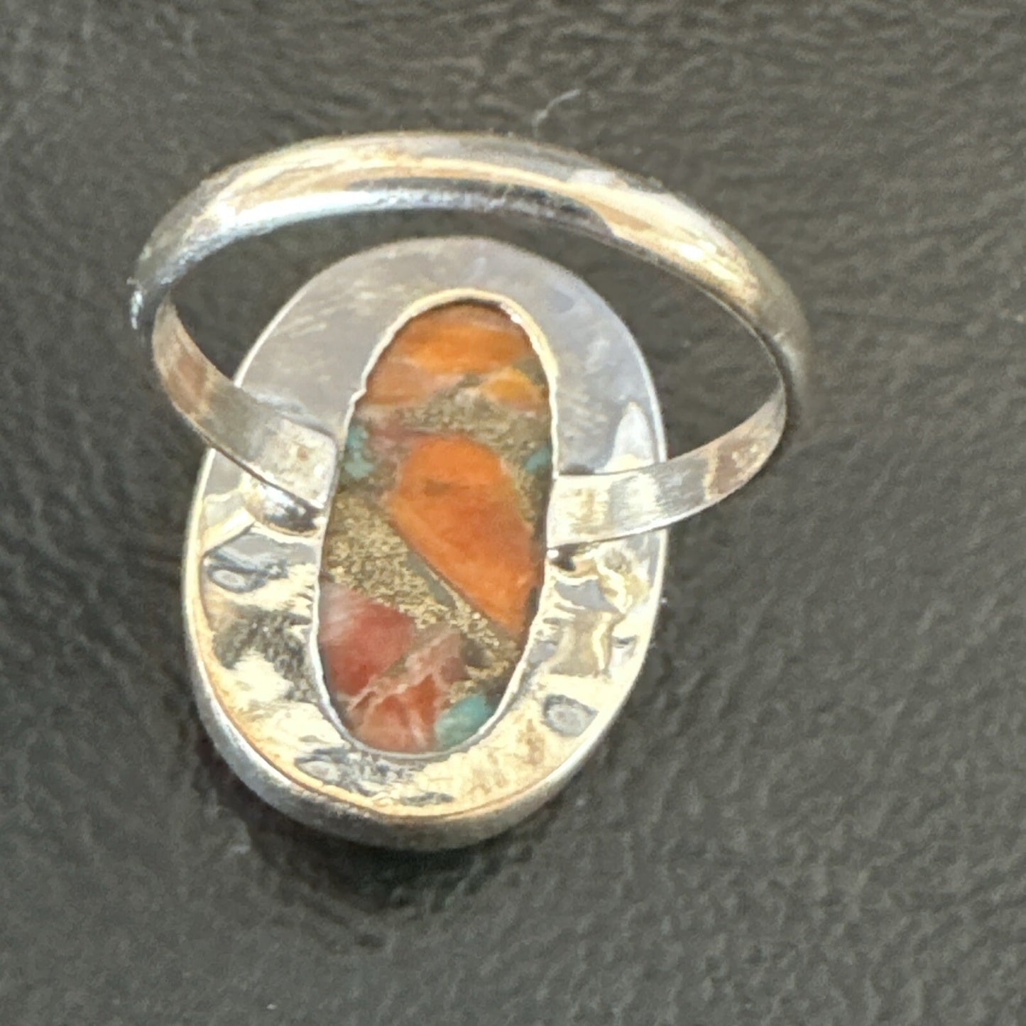 Blue Turquoise Spiny Oyster Navajo Sterling Silver Ring Size 8 18233