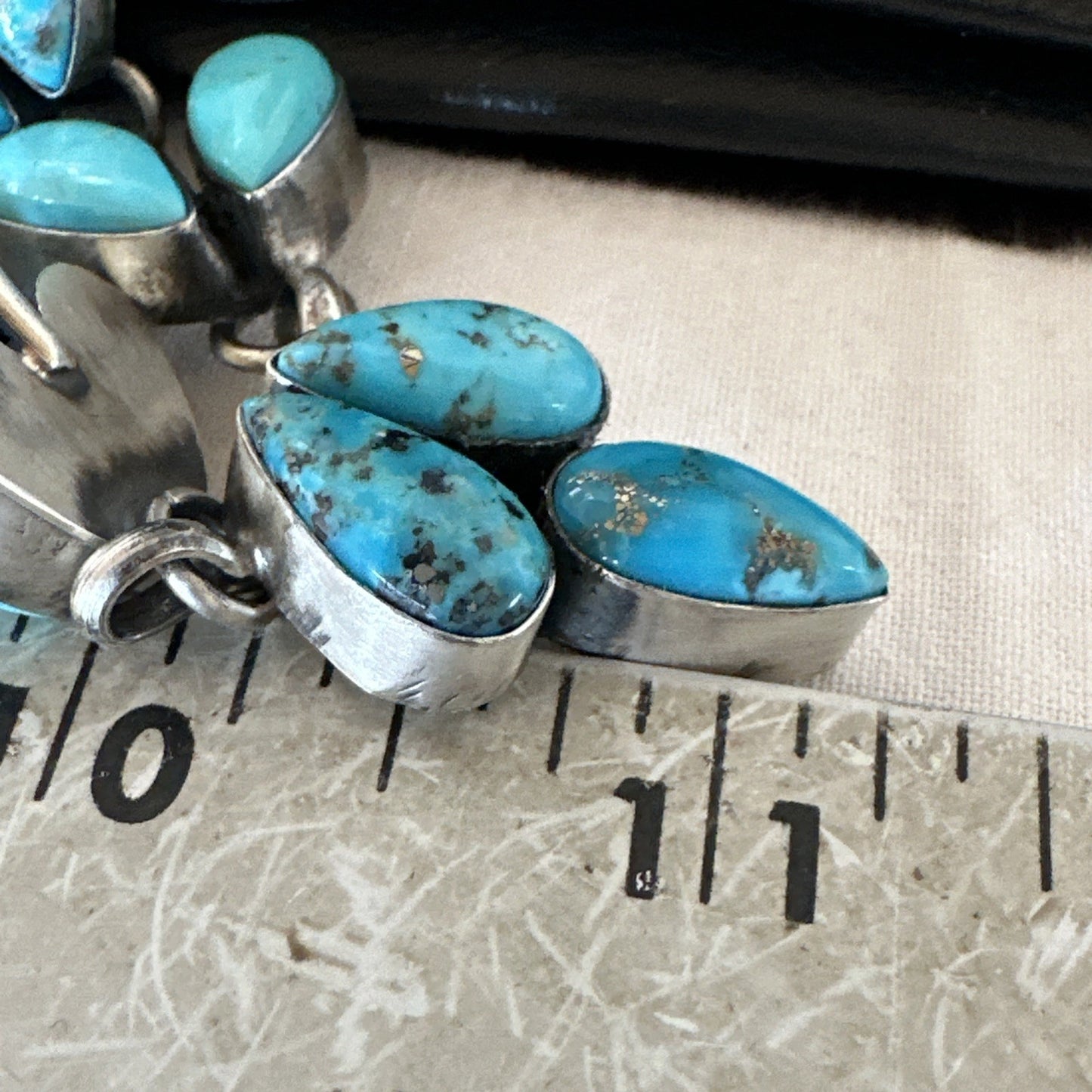 Kingman Turquoise Navajo Sterling Silver Earrings & Lariat Necklace 19" 19278