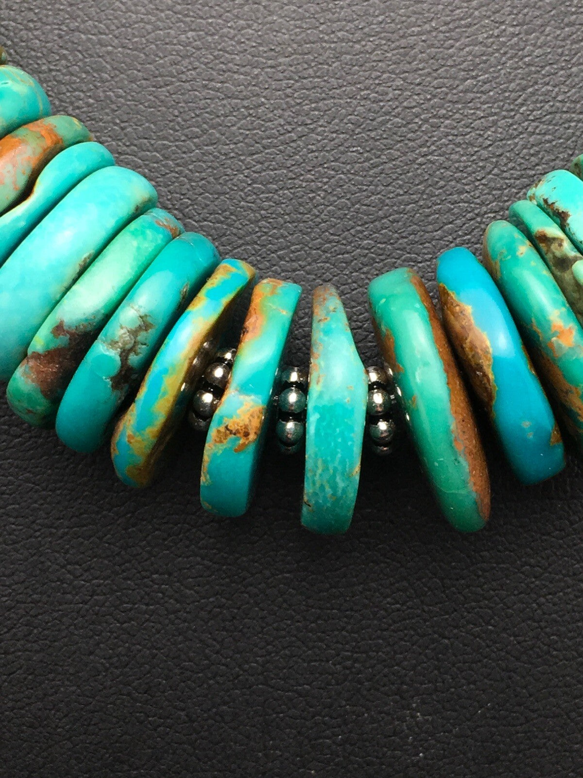 Navajo Graduated Turquoise Sterling Silver Necklace 18" 04045