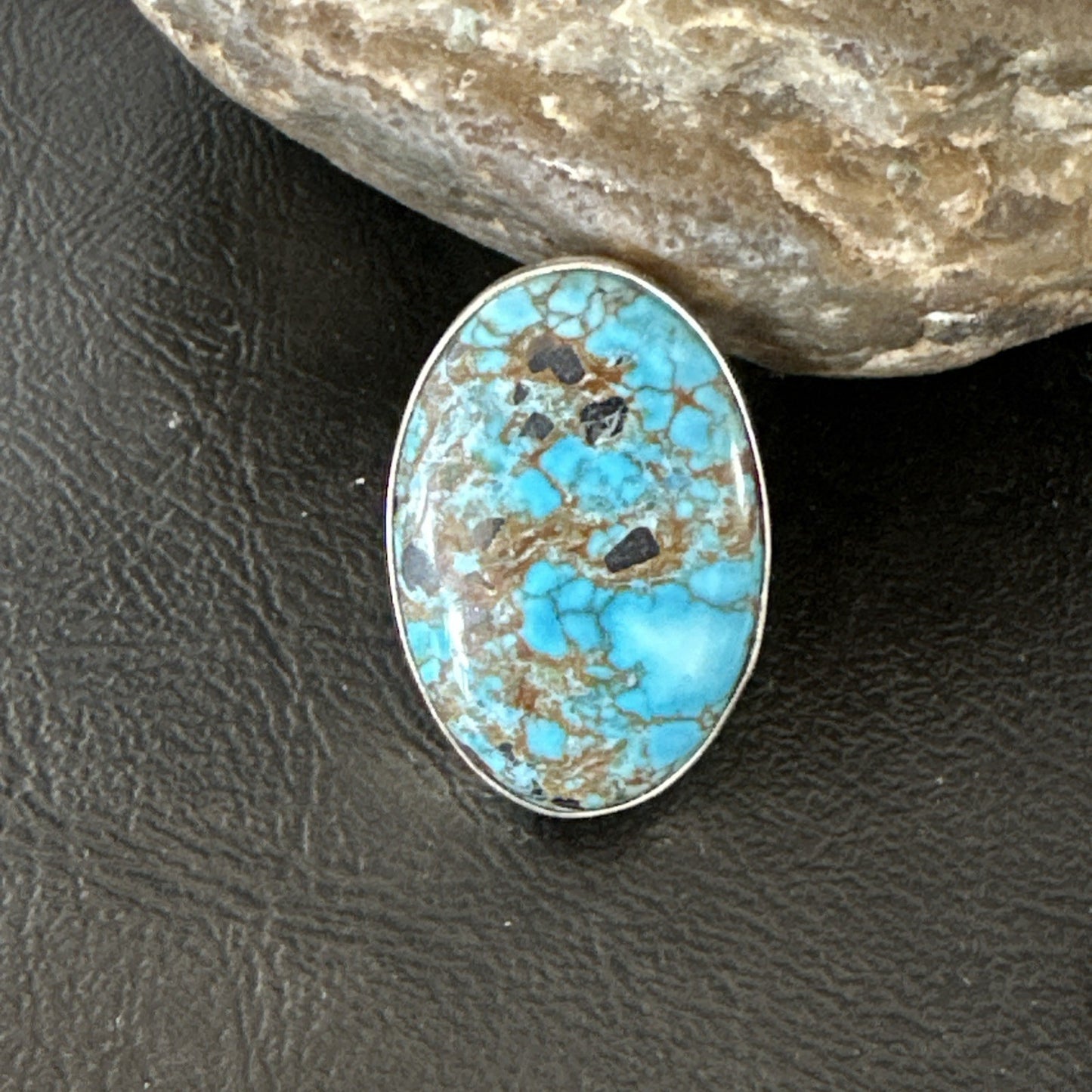 Blue Turquoise#8 Southwestern Sterling Silver Ring Size 7 19738