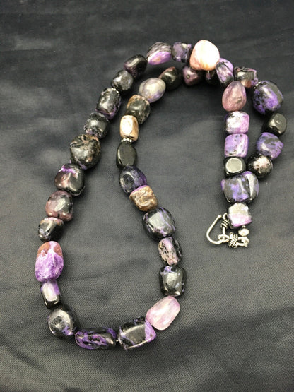 Purple Charoite Navajo Sterling Silver Beads Necklace 02700