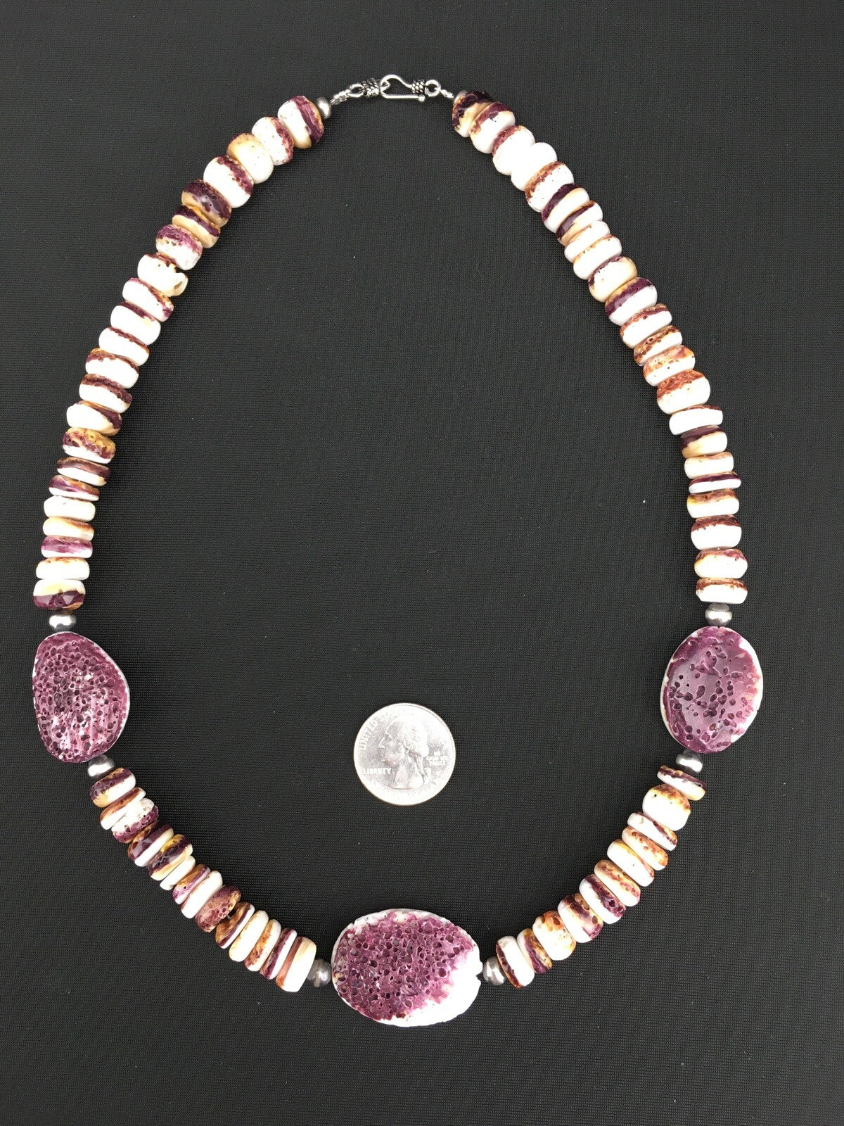 Purple Spiny Oyster Navajo Sterling Silver Necklace 21" 04915