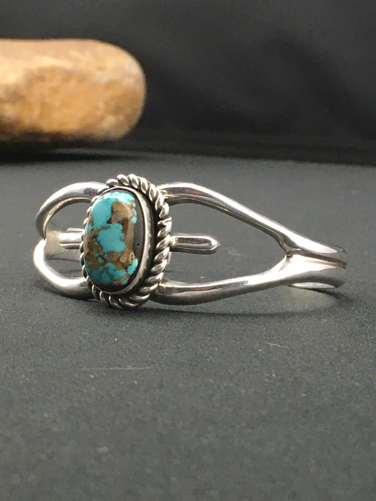 Native American Turquoise Navajo Sterling Silver Cuff Bracelet 04745