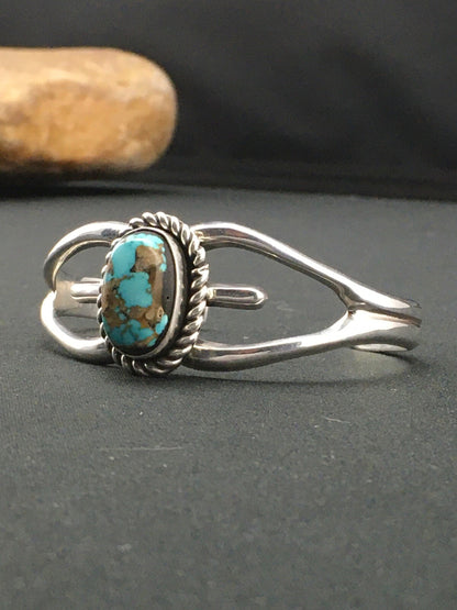 Native American Turquoise Navajo Sterling Silver Cuff Bracelet 04745