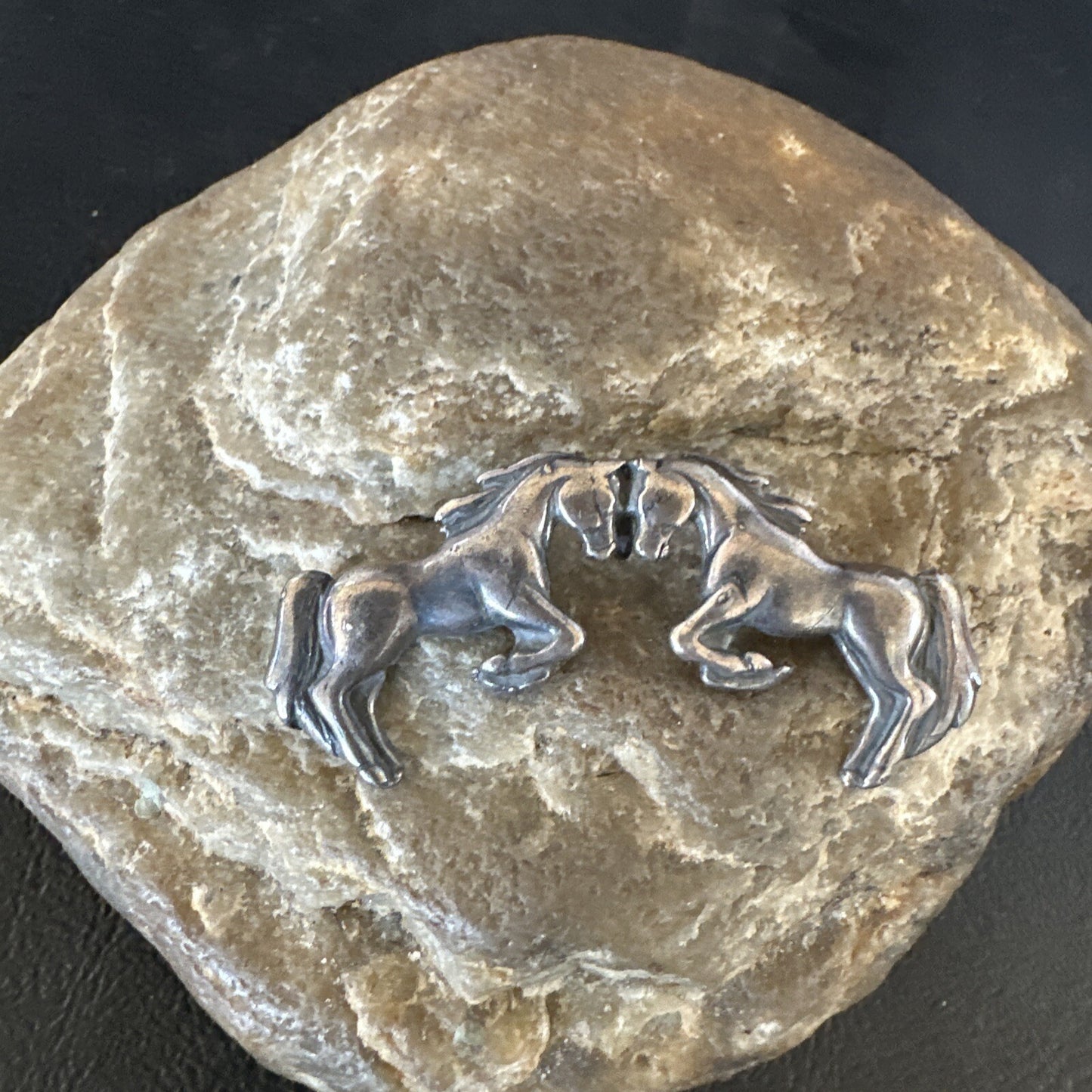 Galloping Horses Pendant Navajo Sterling Silver 2” 15453