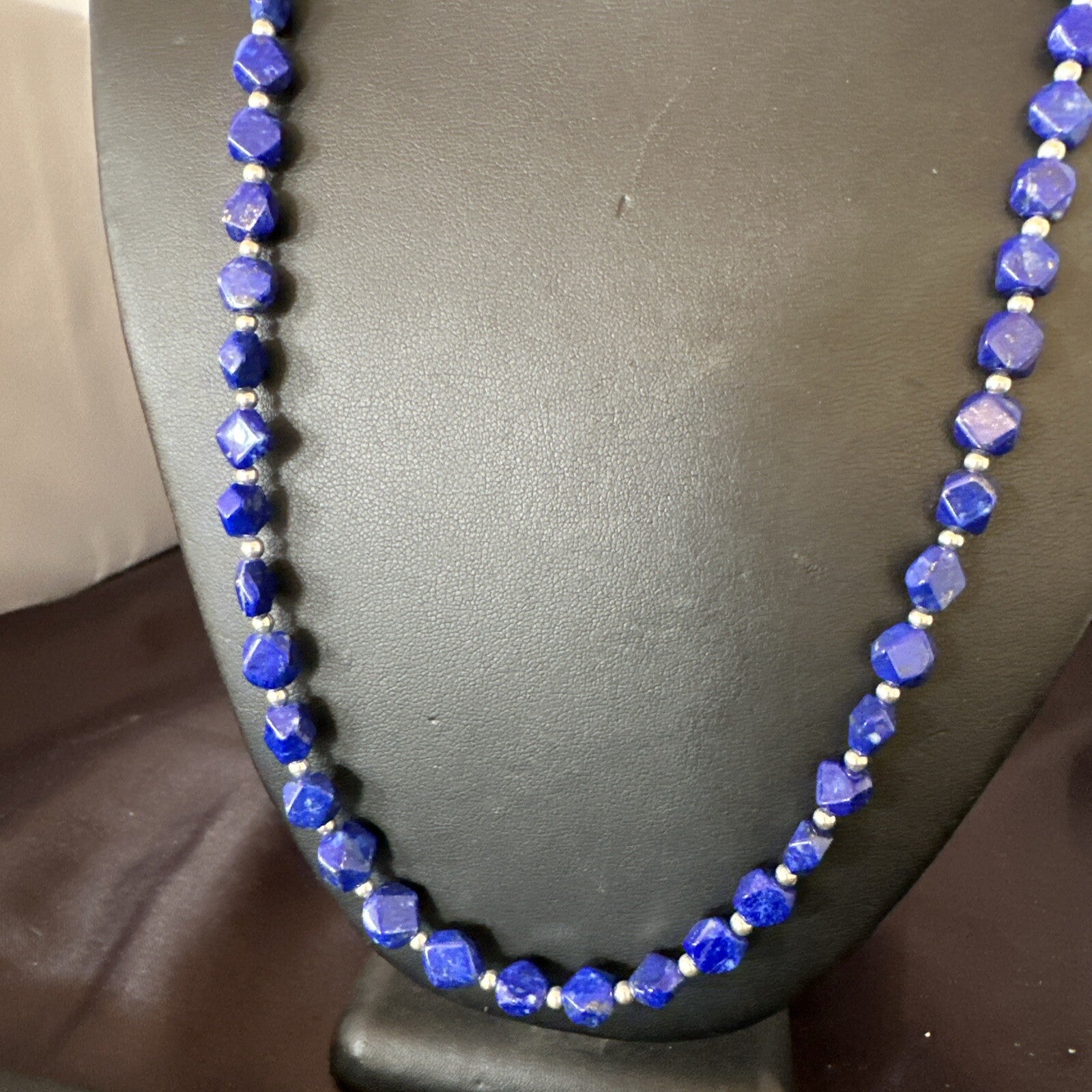 Mens Womens Lapis Lazuli Navajo Sterling Silver 24” Necklace 17749