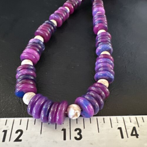 Navajo Purple Sugilite Bead Jasper Necklace Sterling Silver 27" 15346