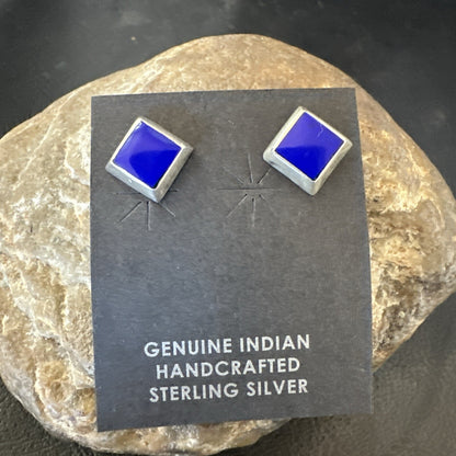 Blue Lapis Sterling Silver  Post Stud Earrings 0.25" 1063