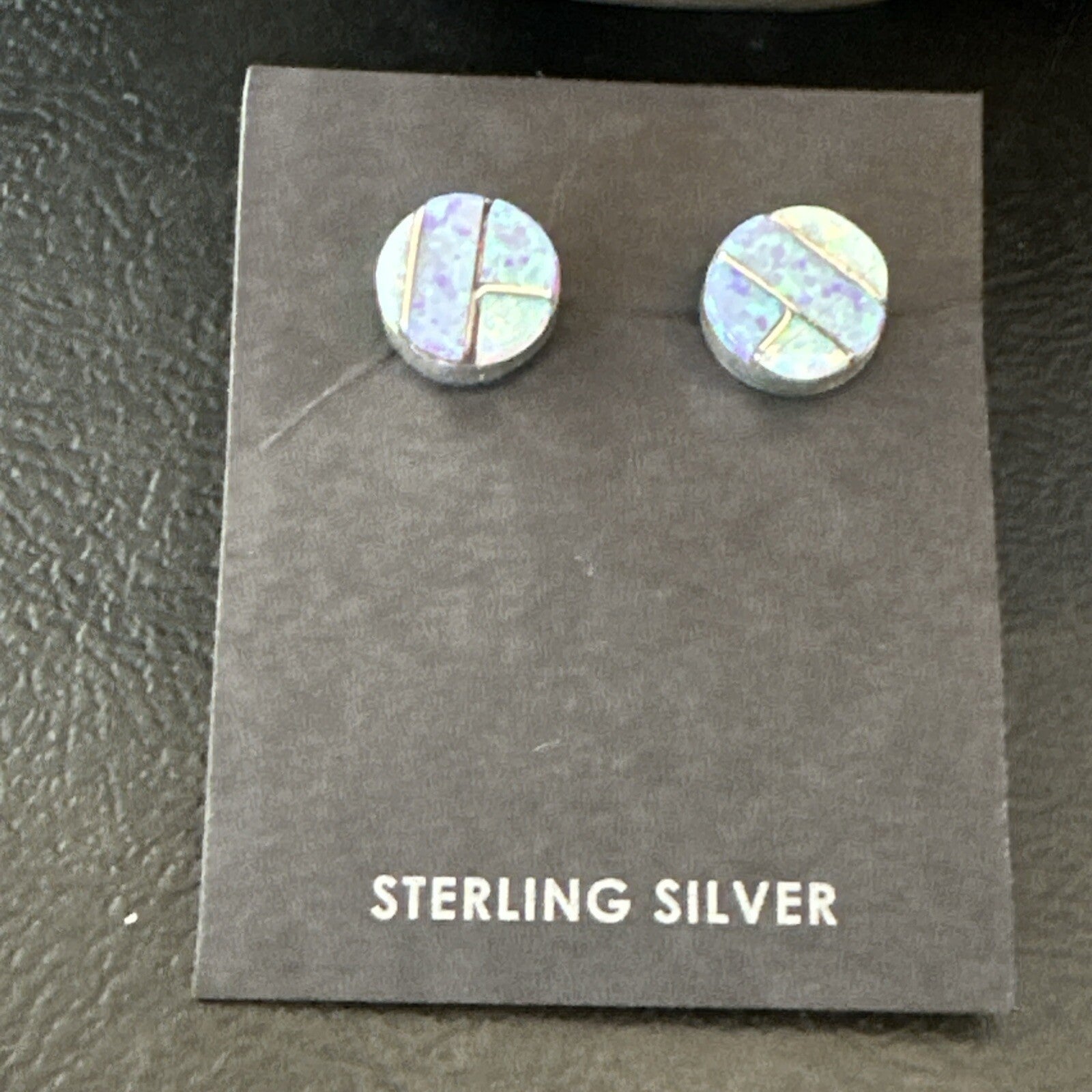 Multicolor Opal Navajo Handmade Sterling Silver Inlay Post Earrings 18719