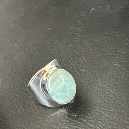 Womens Blue Larimar Navajo Sterling Silver Ring Size 8 17669