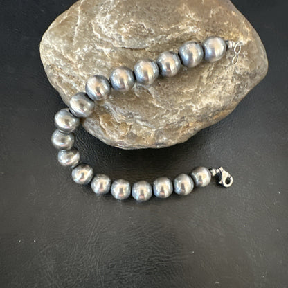 10mm Round Beads 7” Sterling Silver Beads  Bracelet 91007