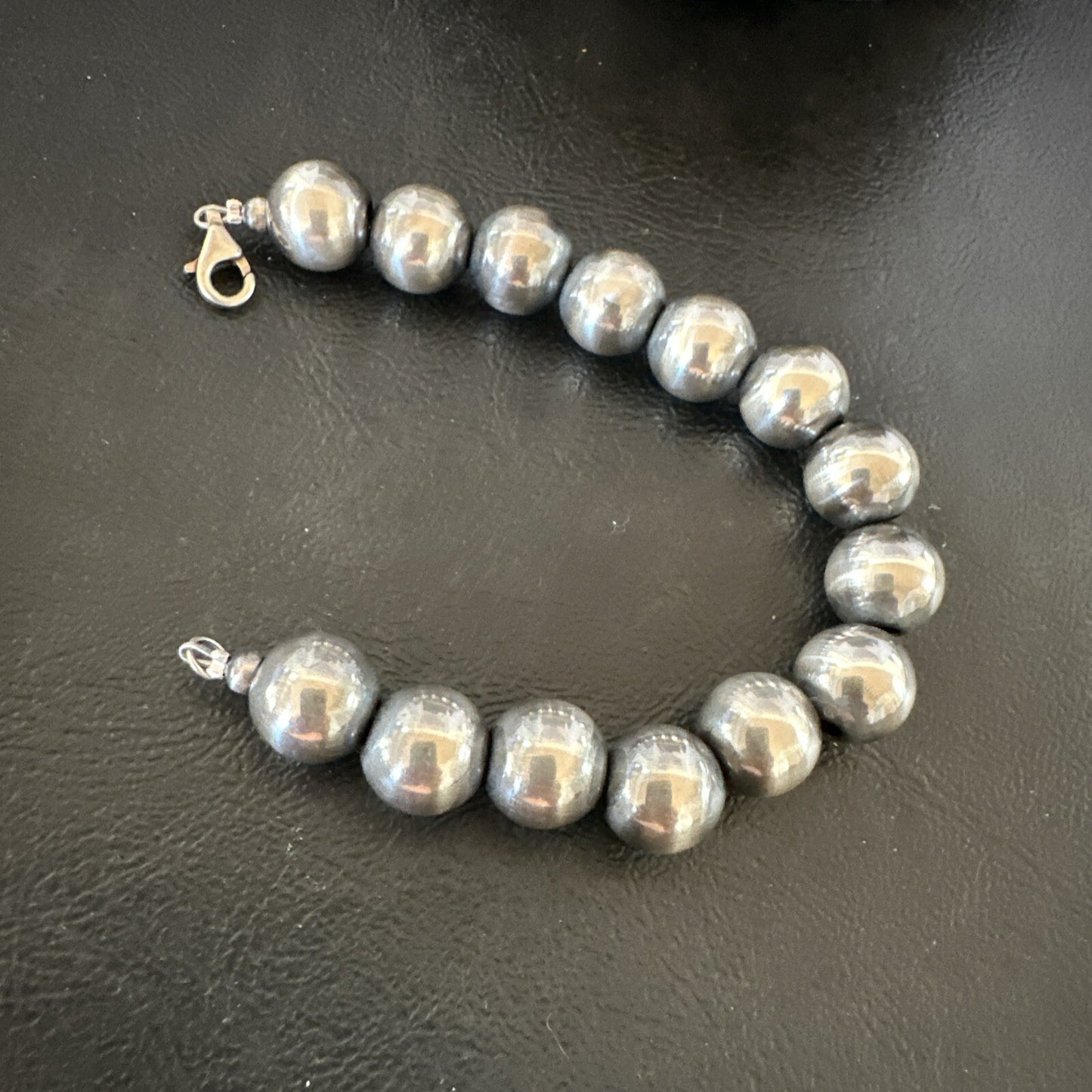 12mm Round Beads 7” Sterling Silver Beads Bracelet 91207