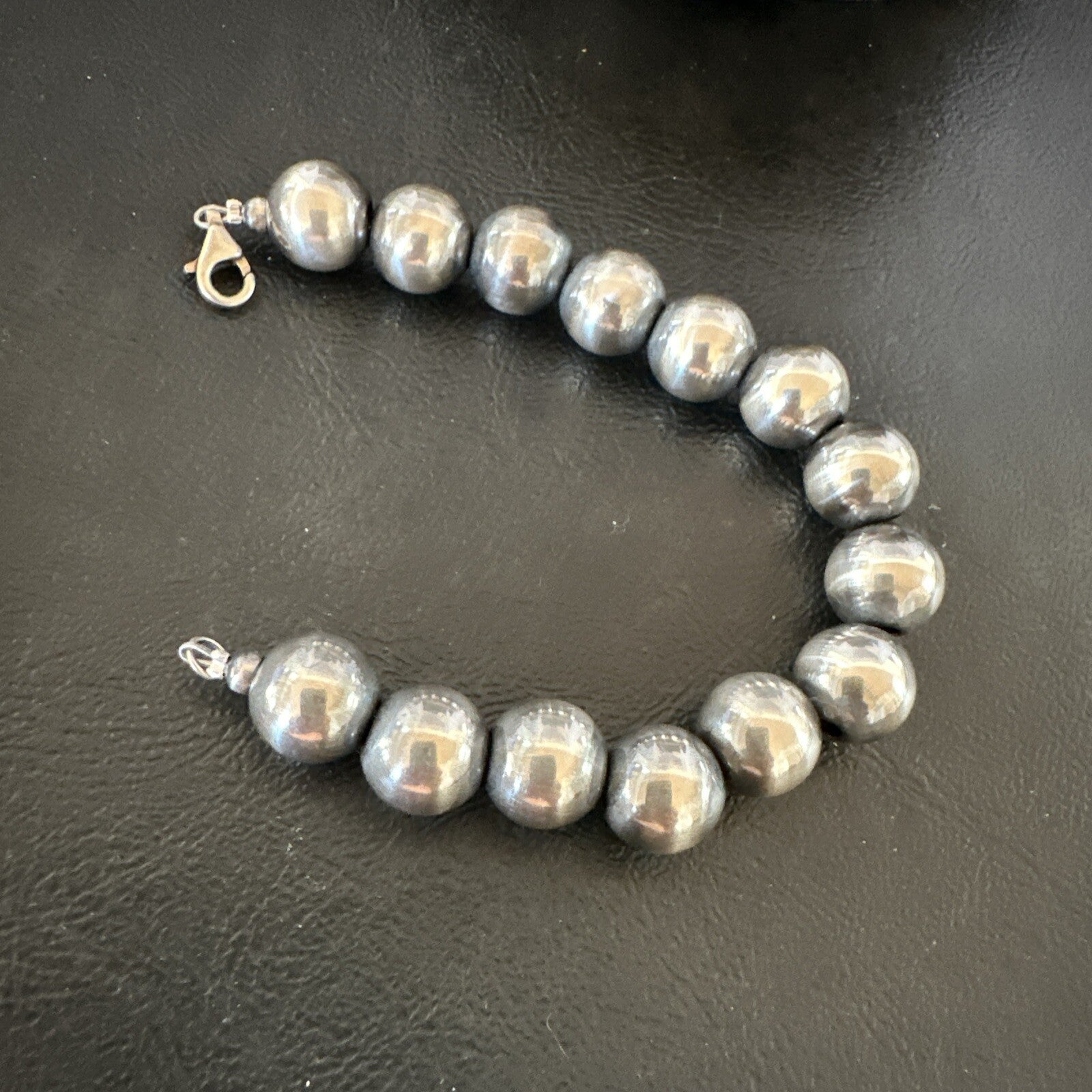 12mm Round Beads 7” Sterling Silver Beads Bracelet 91207