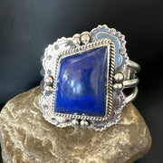 Men's Blue Lapis Lazuli Cuff Bracelet 7.50" | Sterling Silver | Authentic Native American Handmade | 18714