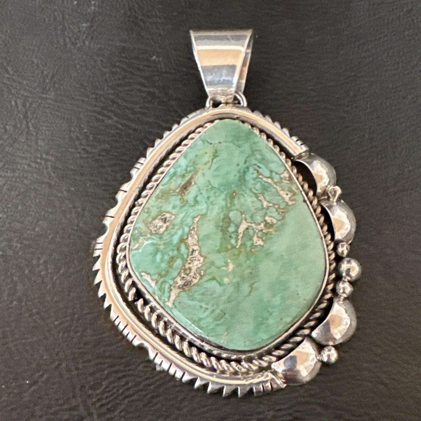 Men Women Green Royston Turquoise Pendant Navajo Sterling Yazzie 19522