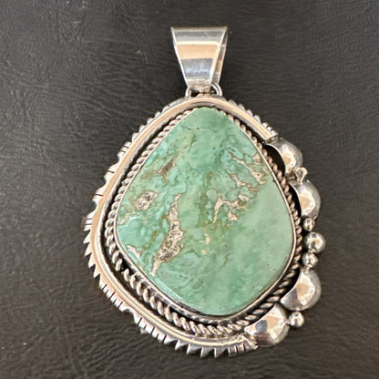 Men Women Green Royston Turquoise Pendant Navajo Sterling Yazzie 19522