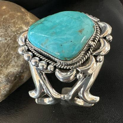 Tufa Women Blue Kingman Turquoise Navajo Sterling Silver Cuff Bracelet 19349