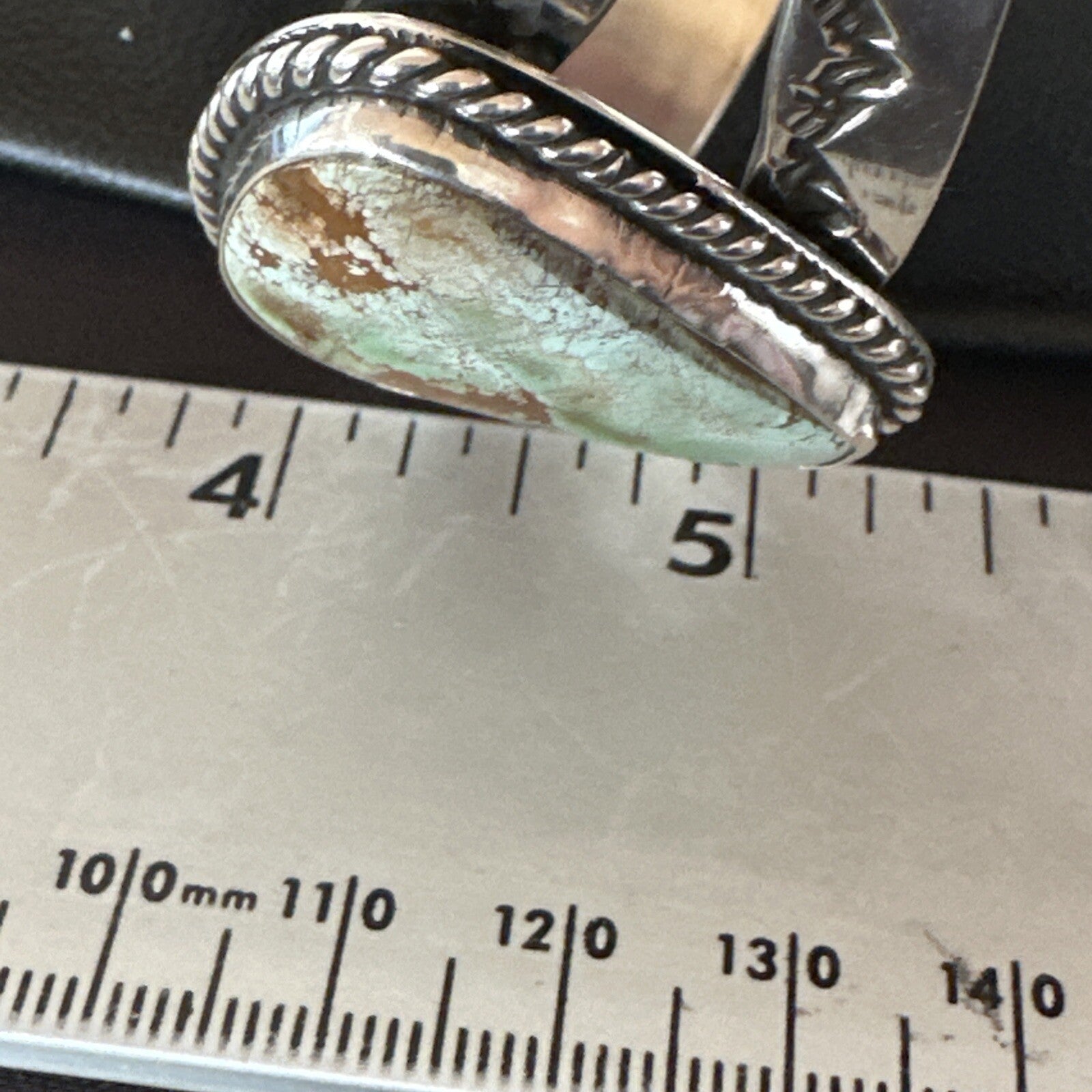 Navajo Green Royston TURQUOISE Stamped Sterling Silver Cuff Bracelet 18874