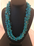 Turquoise Nugget Bead 3 Strand Stabilized Navajo Necklace | Sterling Silver | Authentic Native American Handmade | 08100