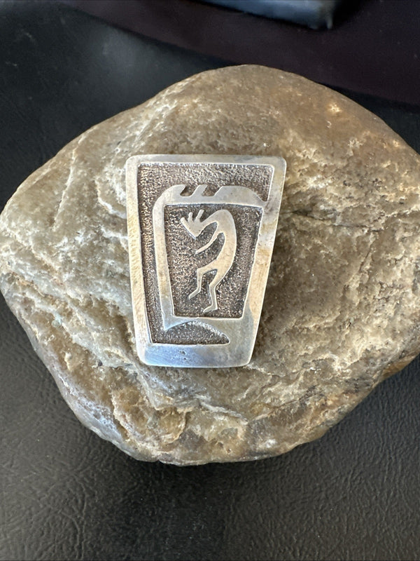 Old Pawn Kokopelli Navajo Pin 1.5" | Sterling Silver | Authentic Native American Handmade | 19163