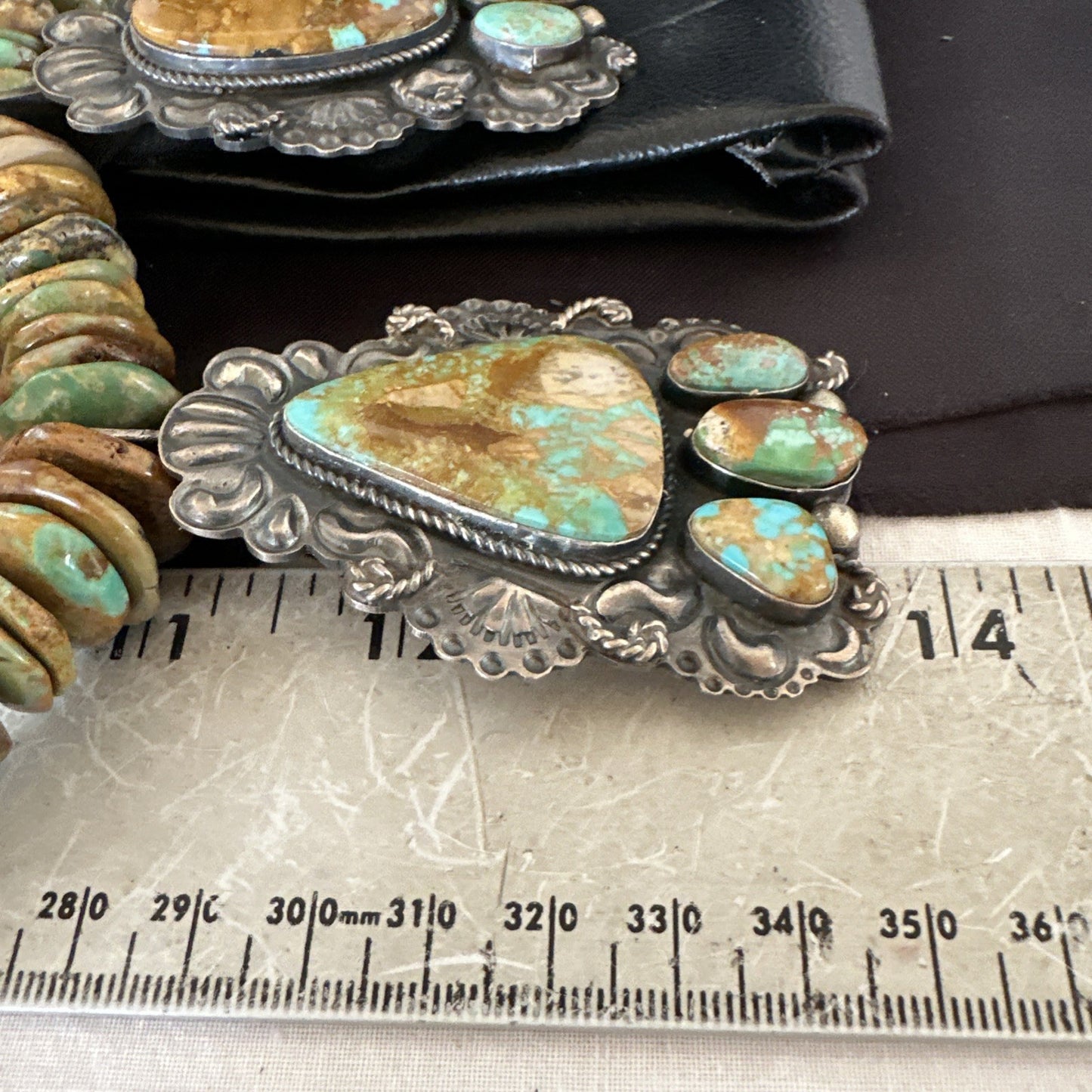 Statement Royston Turquoise Old Pawn 5 Navajo Sterling Silver Necklace 23" 19127